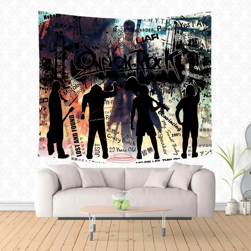 Custom Wall Hanging Tapestry Home Decor ONE OK ROCK Pattern Bedspread Yoga Mat Picnic Cloth Travel Blanket | Дом и сад