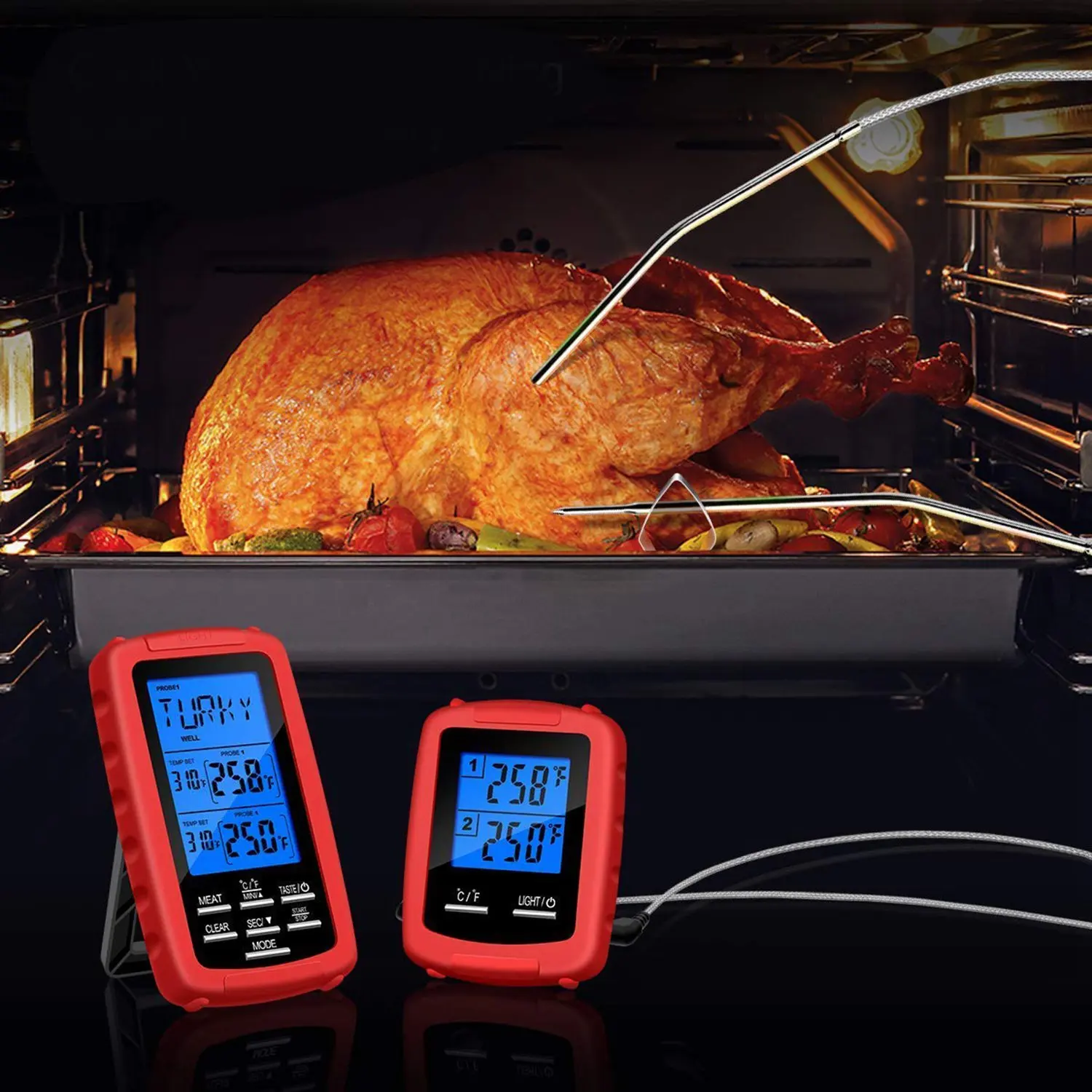 GVCD беспроводной цифровой дистанционный термометр для мяса двойной зонд гриля