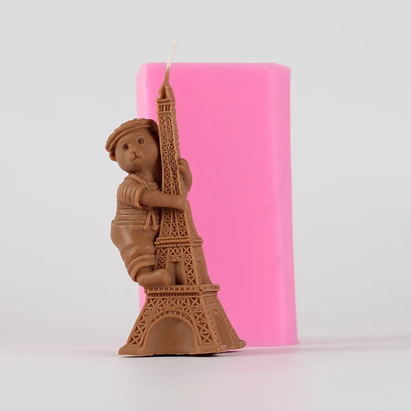 Силиконовые формы для изготовление мыла свеч 3D Медведь и Эйфелева башня форма DIY