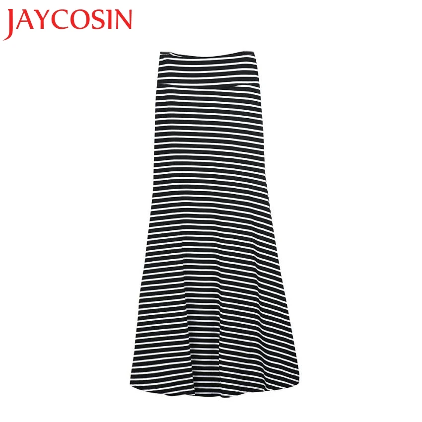 JAYCOSIN новые женские ассиметричные с высокой талией, в полоску складные стрейч длинные макси юбки Прямая поставка 25 мая