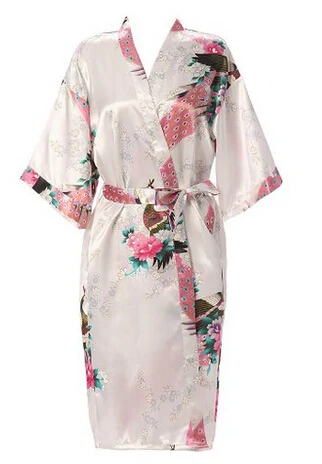 Шелковый Атласный Свадебный халат невесты Цветочный Короткое Кимоно ночной
