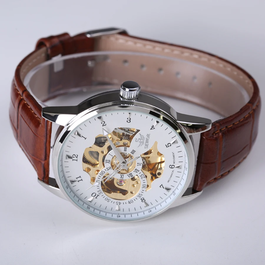 SEWOR Роскошные Брендовые мужские часы с перфорацией автоматические механические