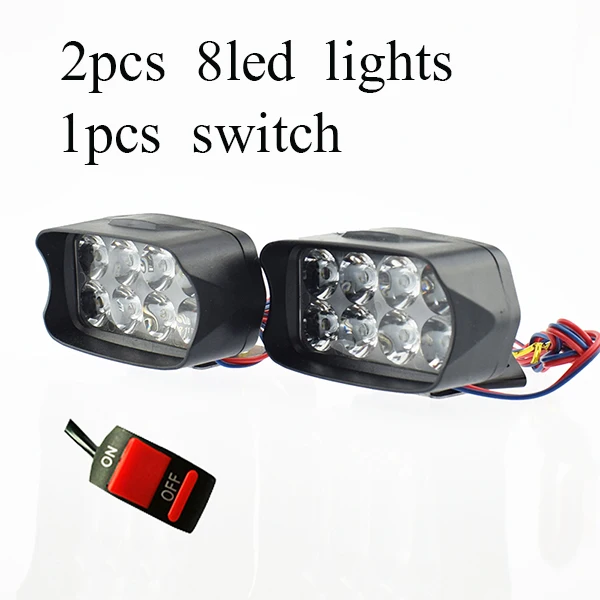 2pcs -8led-1switch Мотоциклетные фары светодиодный мото рабочее освещение Автомобильные фары 12v 12 Вт/18 Вт/24 Вт/Вспомогательные огни лампы авто аксессуары для авто противотуманных фар - Цвет: 2pcs -8led-1switch