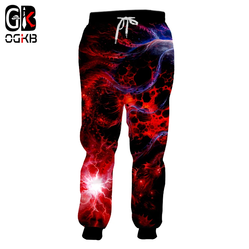 OGKB модные галактические джоггеры штаны-шаровары для женщин и мужчин красное