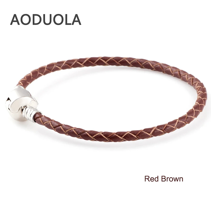 Классический цвет s Натуральная Кожа DIY браслет цепь серебряный зажимы браслеты