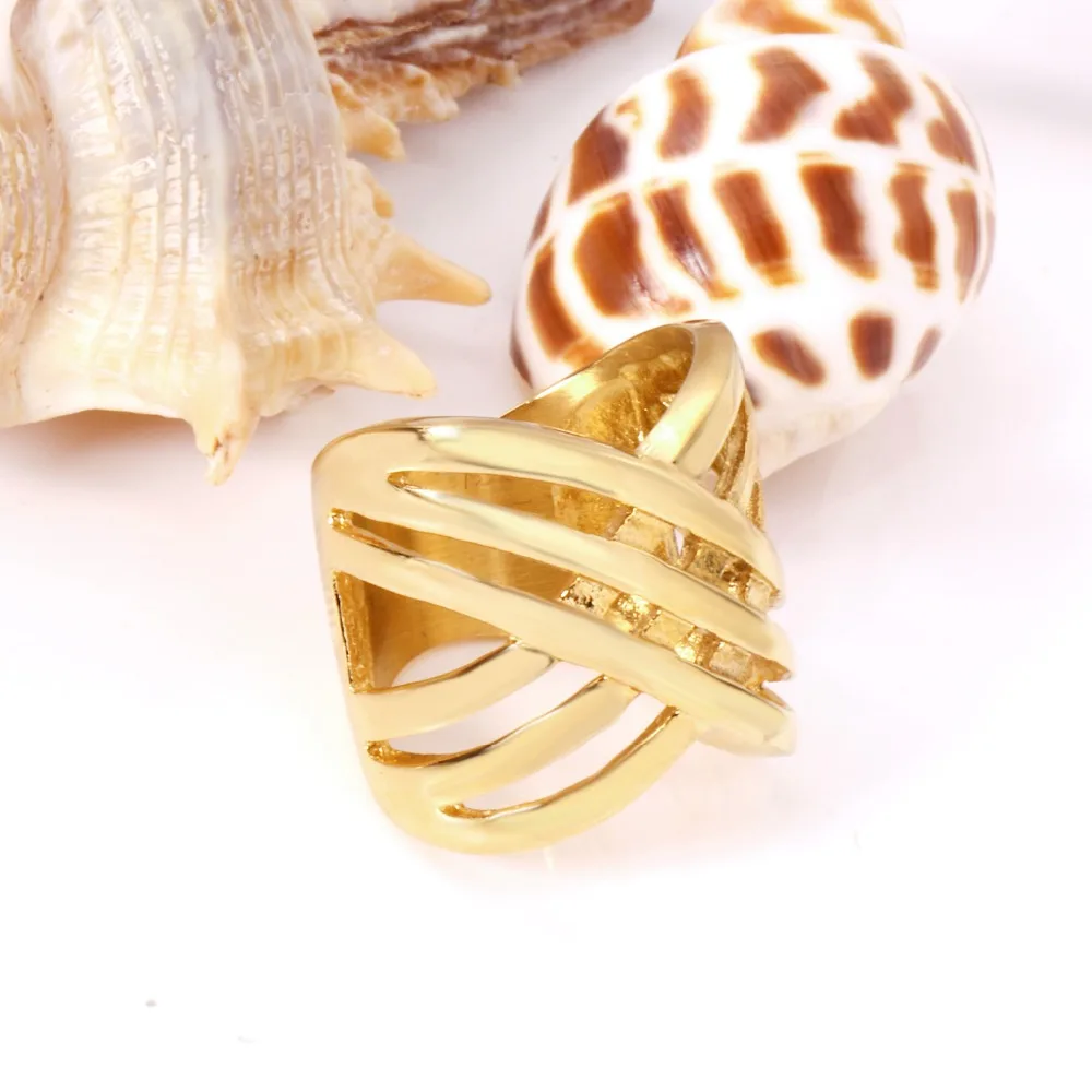 LUXUSTEEL Stainless Steel Rings Gold/Silver Color Size 8-10 Geometry Wedding Fashion Accessories Gift | Украшения и аксессуары