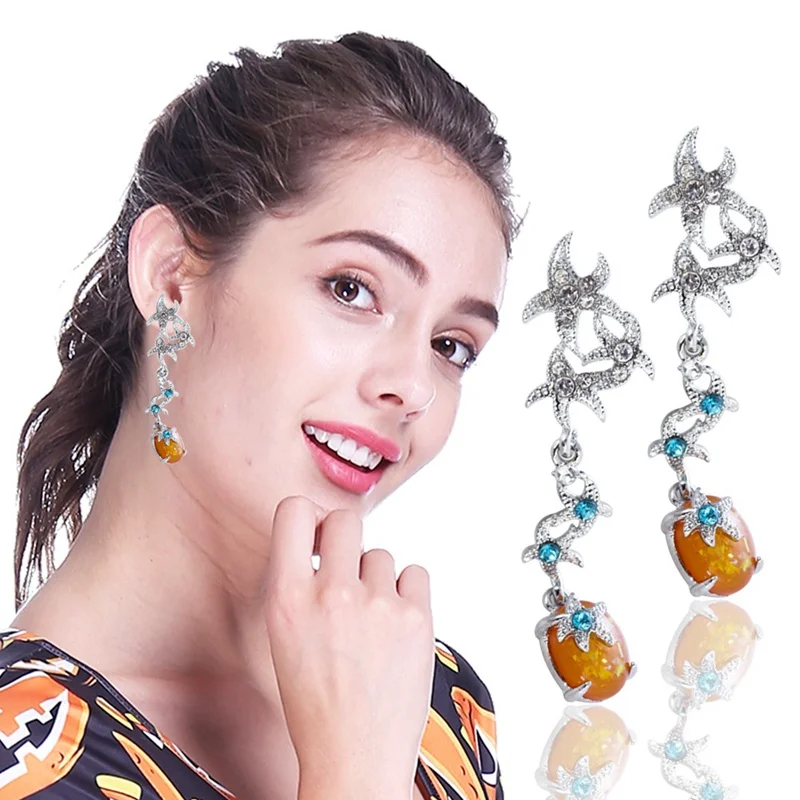 Длинные серьги с огненным опалом для женщин цветные капли кристаллами в виде