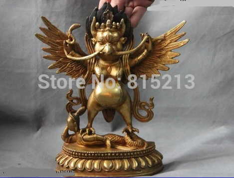 Bi0011834 Китайский буддизм медный бронзовая позолота Garuda статуя Будды peng bird | Дом и