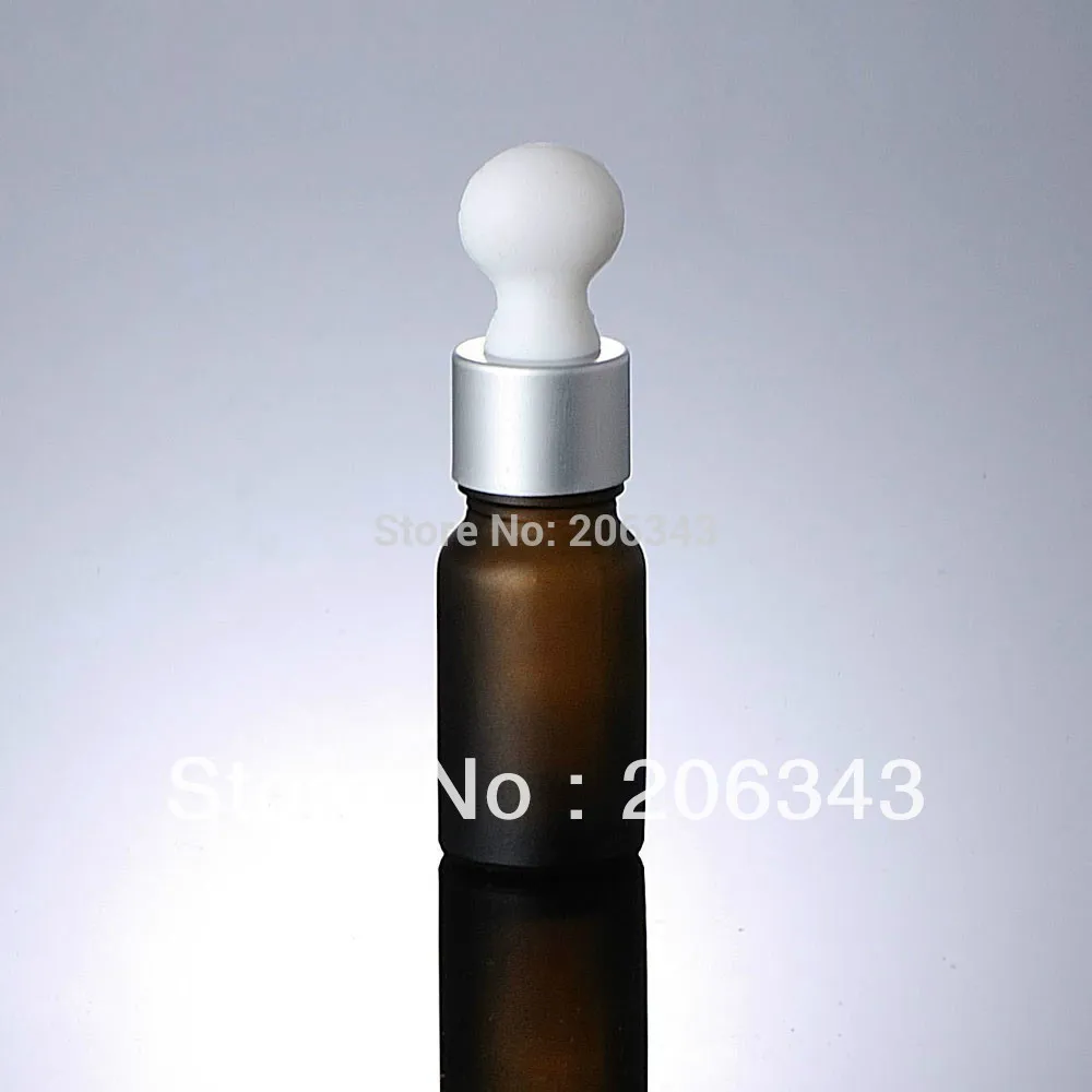 

10ml brown frosted bottle with matt silver collar big white bulb ,glass dropper ,for cosmeticl packaging