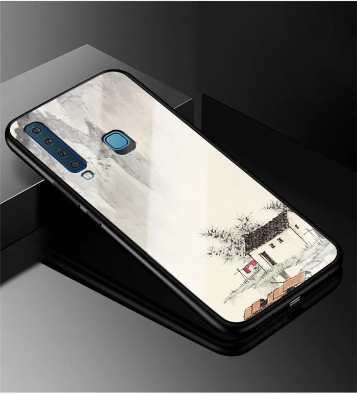 24 A 6,3 A9S для samsung A9 чехол стеклянный жесткий чехол для телефона чехол для samsung Galaxy A9 чехол A 9 9A мягкий силиконовый бампер - Цвет: 24