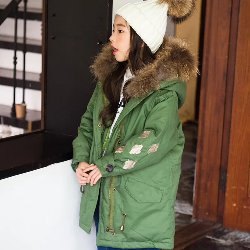 2019 г. Брендовое детское зимнее пальто для девочек зимняя одежда с вышивкой