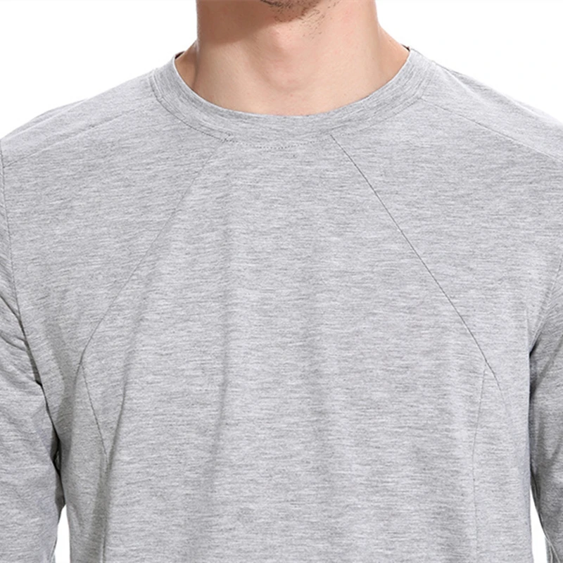 Для мужчин Футболки Фирменная новинка осень мужской Solid для женщин с длинным