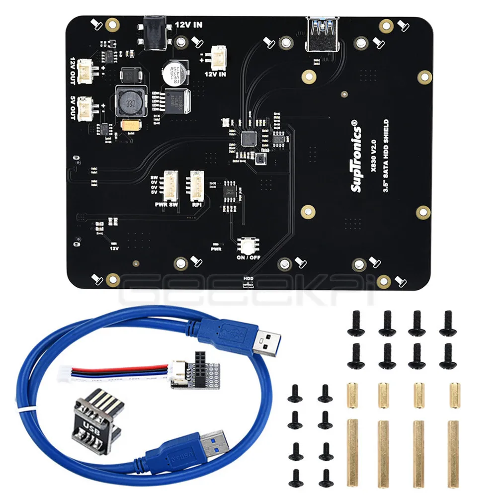 X830 V2.0 Board Новинка X830 V2.0 3,5 дюймов SATA HDD жесткий диск для хранения Плата расширения и дополнительный акриловый чехол для Raspberry Pi 3B+/3B/2B - Color: X830 V2.0 Board