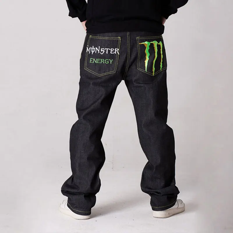 Прямые джинсы в стиле хип-хоп штаны для скейтборда шаровары мужские бесплатная