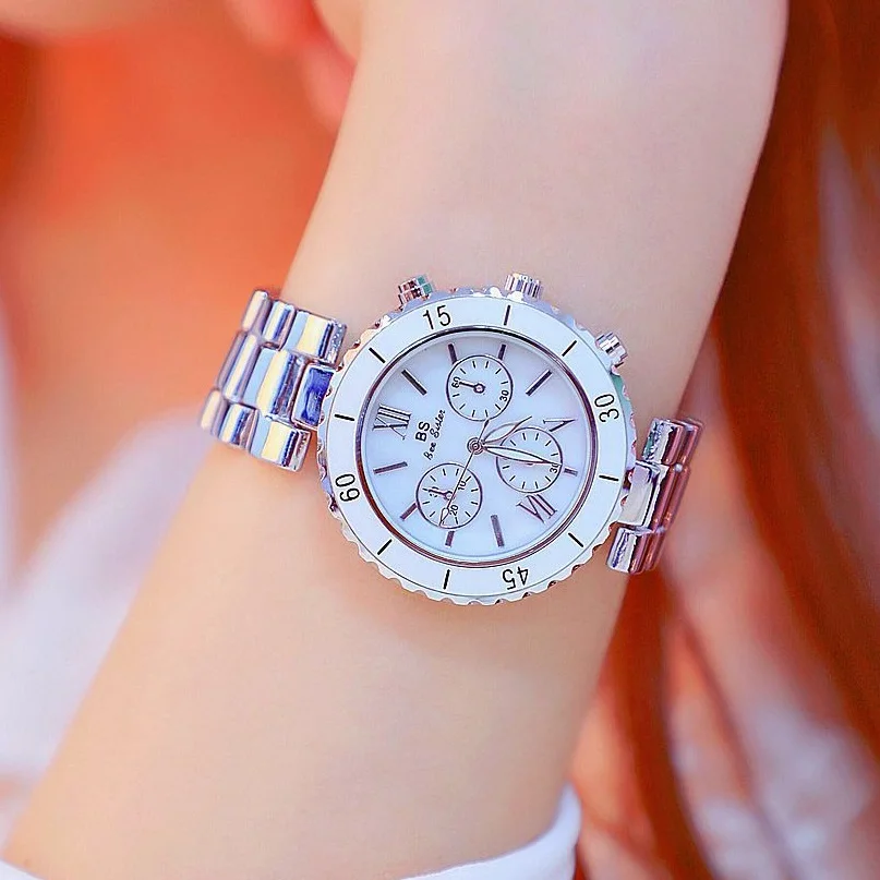 

40mm Big Dial Ladies Watch Women Quartz Watches Silver white Color Female Aolly Steel Watch Girl Fashion Casual Watches Reloj
