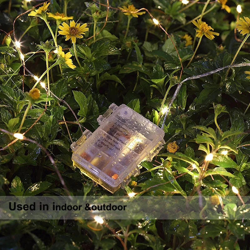 10m 100 led LED String Lights Battery Powered with Remote 33ft Copper Wire Waterproof Indoor Outdoor Christmas Tree Lighting | Лампы и