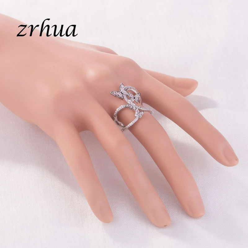 ZRHUA AAA циркониевые обручальные кольца для женщин элегантные серебряные с