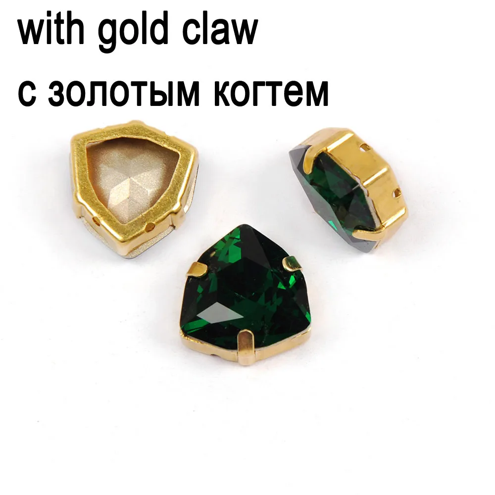 crystal with gold Изумрудные Стразы с заостренным фольгированным дном сзади чешские хрустальные стразы для одежды стеклянные бриллианты chaton камень ювелирные изделия для изготовления одежды из бисера - Цвет: crystal with gold