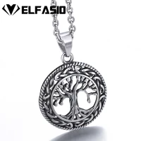 men women pendant necklace tree of life openwork stainless steel pendant with chain jewelry 455055606570cm