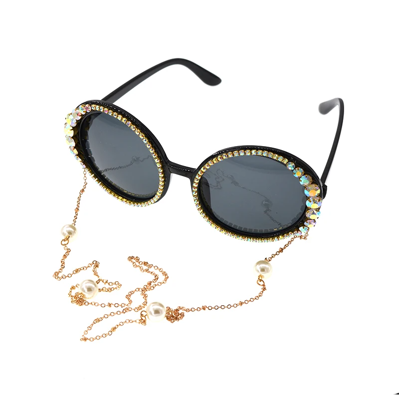 Big Frame Brand Designer Baroque Sunglasses Women Personality Style Chains Decoration Crystals Glass Female Fashion Eyeglass | Аксессуары