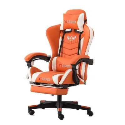 orange footrest ЕС может лежать Современный Лаконичный доудлер для работы в офисе Игры Бытовой вращающийся стул silla gamer poltrona комфорт - Цвет: orange footrest