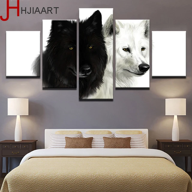 5 шт. настенные картины с изображением волка и белых животных | Дом сад