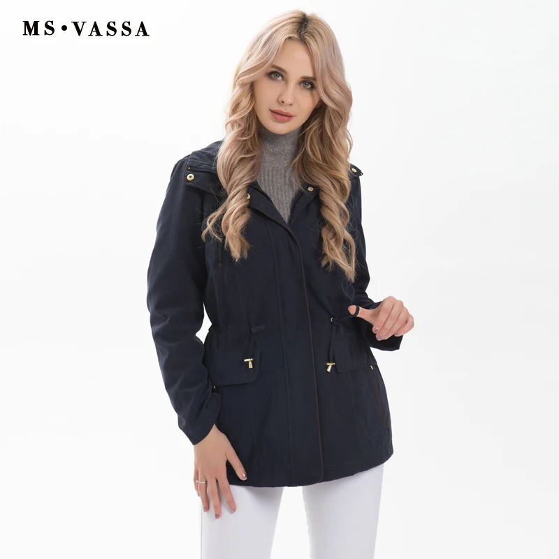 MS Vassa женские куртки Новые 2019 осенние зимние пальто регулируемая талия съемный