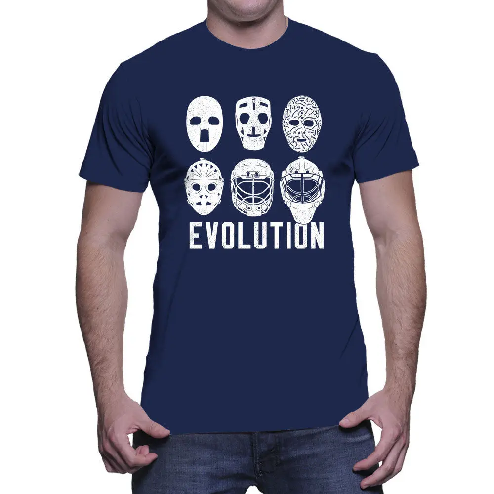 Эволюция маски вратаря-Хоккейная Шайба палочка Скейт мужская футболка 2019 Новая