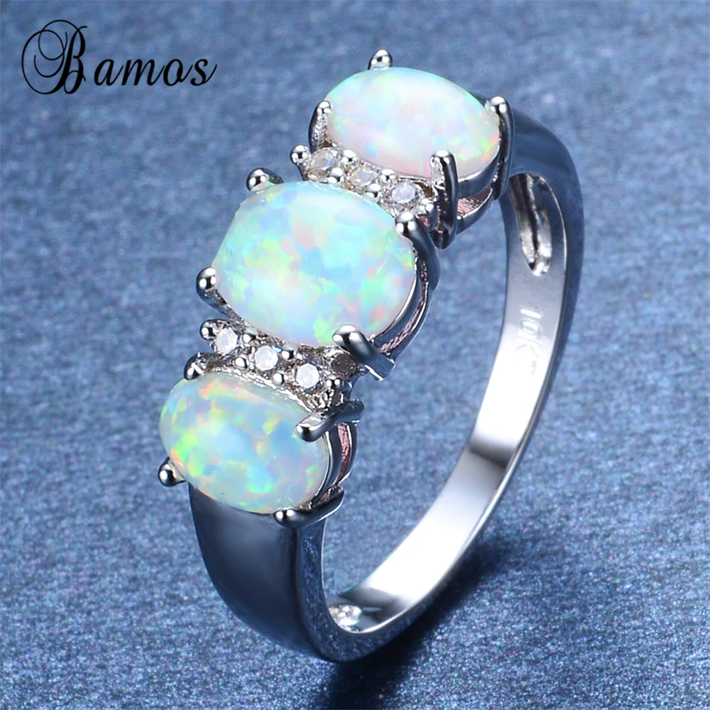 Кольцо женское из белого золота с опалом и кристаллами|fire opal ring|opal ringring for |
