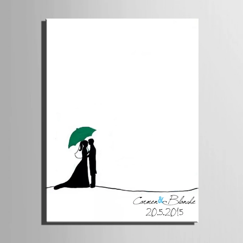 Отпечаток пальца Подпись Холст Картина любовник под зонтом свадебный подарок