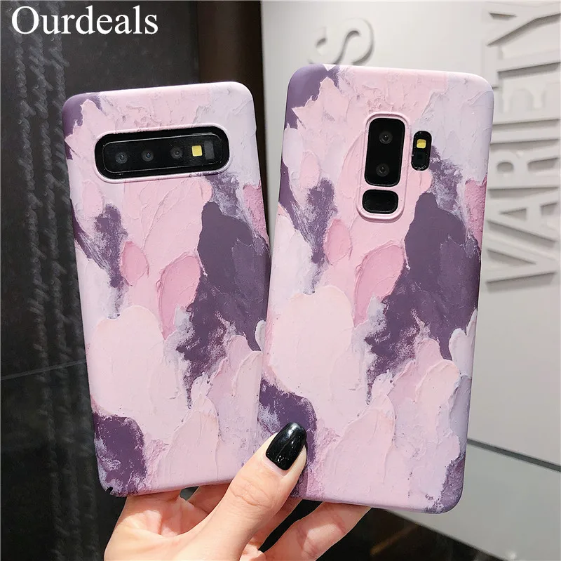 Ourdeals Luminous watercolor doodle Phone Case For Samsung S8 S9 S10plus Note8 9 S10E Cases Half-pack PC hard shell Back Cover | Мобильные