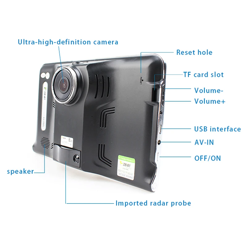 Iaotugo 7 &quotAndroid GPS Антирадары навигатор DVR 4 ядра 512 М 16 г AV-в Wi-Fi 170 градусов Камера