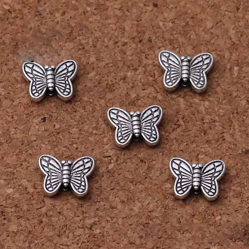 Vintage Zinc Alloy Butterfly Spacer Beads 8x10mm, Pack of 20, for Handmade Bracelets and Necklaces Jewelry Making image 2