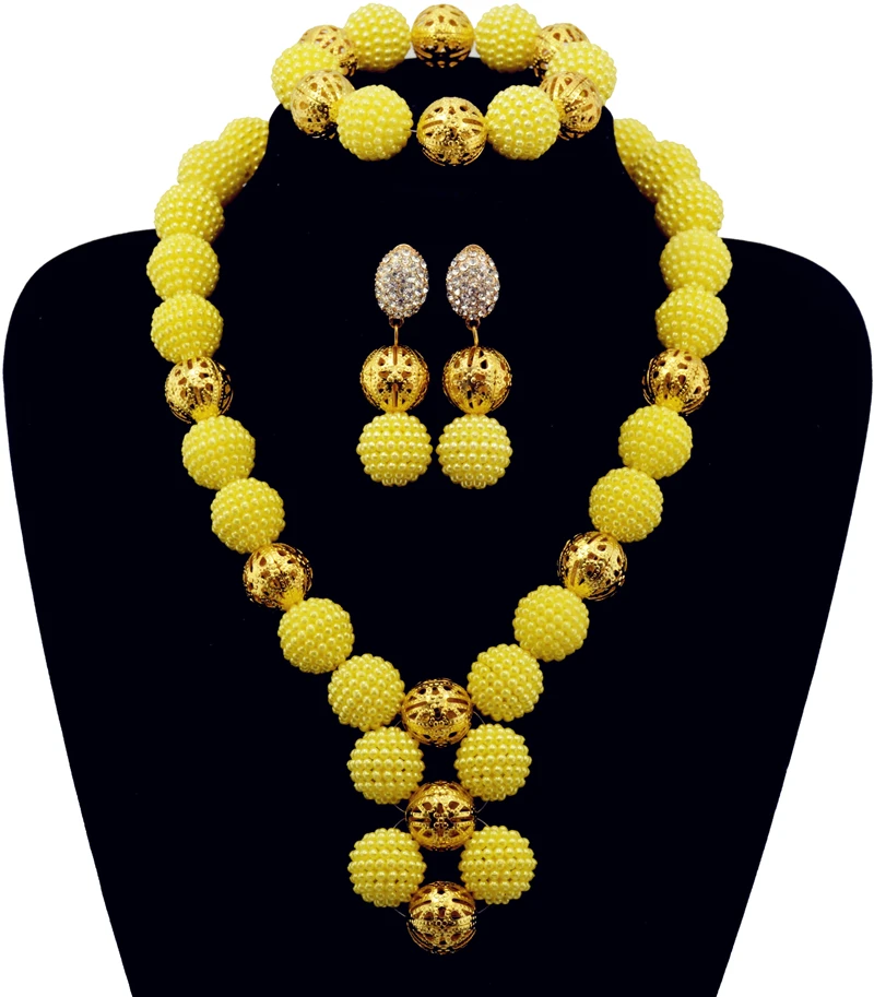 Розовый желтый смешанный цвет Африканский Свадебный бальный комплект ювелирных