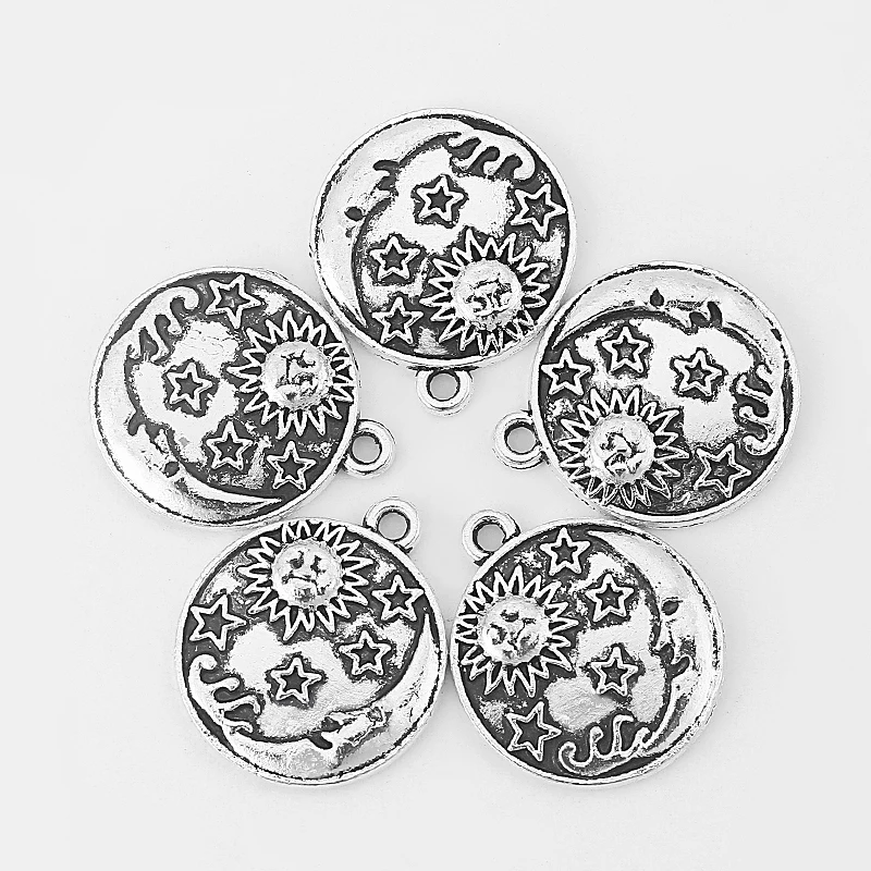 20PCS Vintage Round Sun&ampMoon/Sta/ Girl Face Charms Pendants for Jewelry Making DIY NeckLace Findings | Украшения и аксессуары