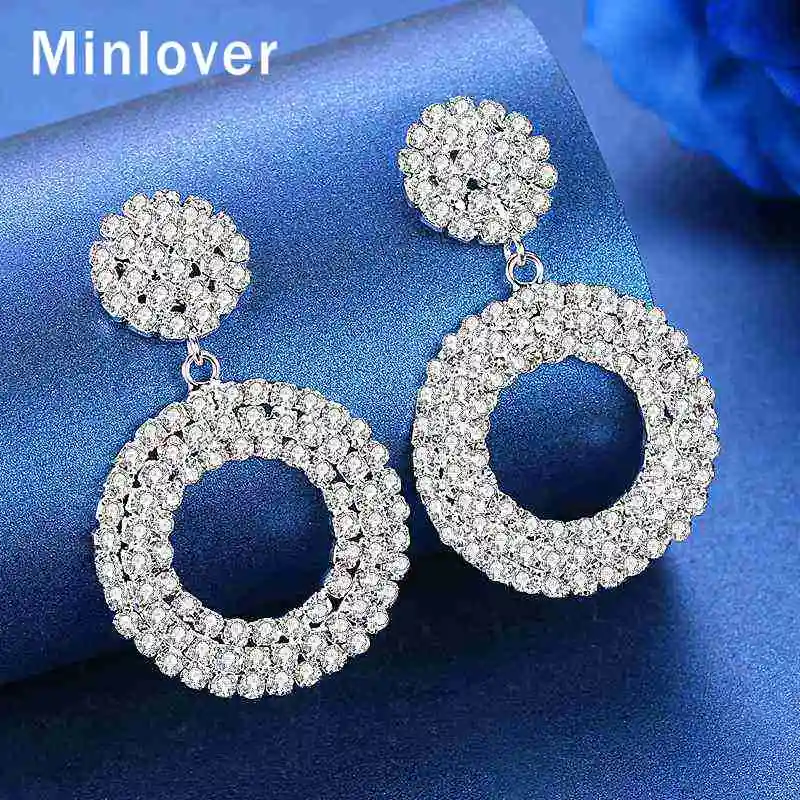 Круглые серьги с кристаллами Minlover для невесты разразы серебряные серьги-капли