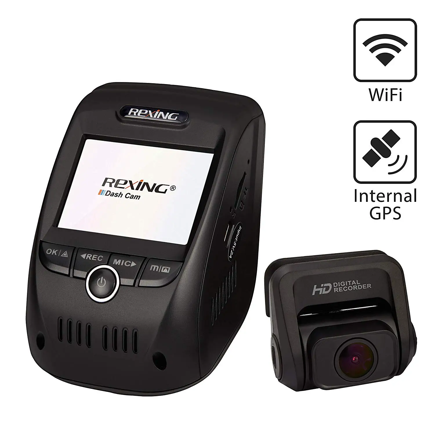 Rexing V1P Pro Dual 1080p Full HD передний и задний 170 градусов широкоугольный Wi-Fi автомобильный видеорегистратор со встроенным gps регистратором