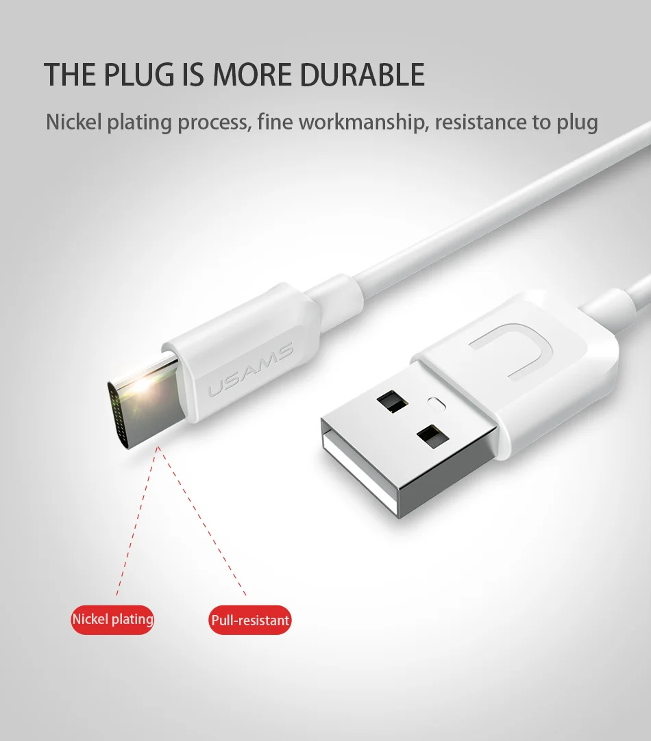 5 шт./лот USAMS usb type C кабель type-C для samsung Gaxaly S8 S9 USB-C Кабель зарядного устройства для Oneplus 2 3 4 5 6