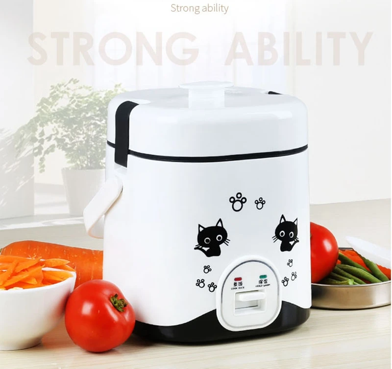 DMWD 110V/220V Mini Electric Rice Cooker Food Cooking Machine Eggs Meal Steamer Porridge Soup Stew Pot Heating Lunch Box Warmer