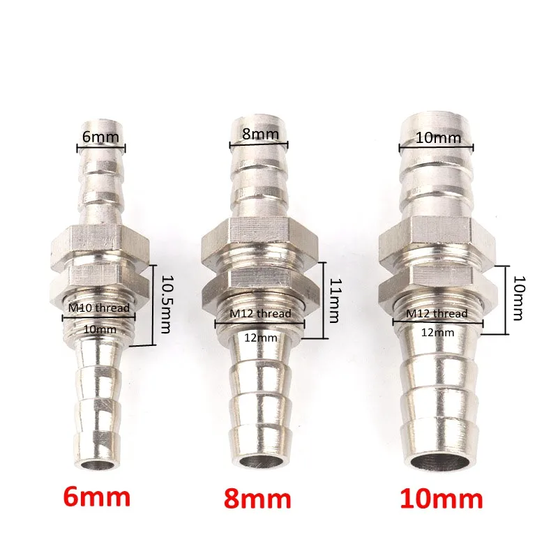2 шт., 6 мм, 8 мм, 10 мм, 12 мм, 14 мм, 16 мм, прямой соединитель, шестигранная гайка, адаптер для аквариума, воздушный насос, линия, соединения, шланг для аквариума, фитинги