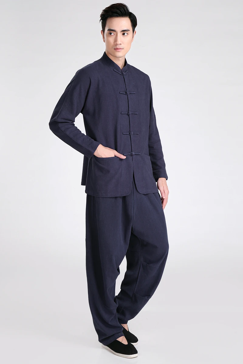 Китайские мужские брюки кунг-фу высококачественные хлопковые льняные