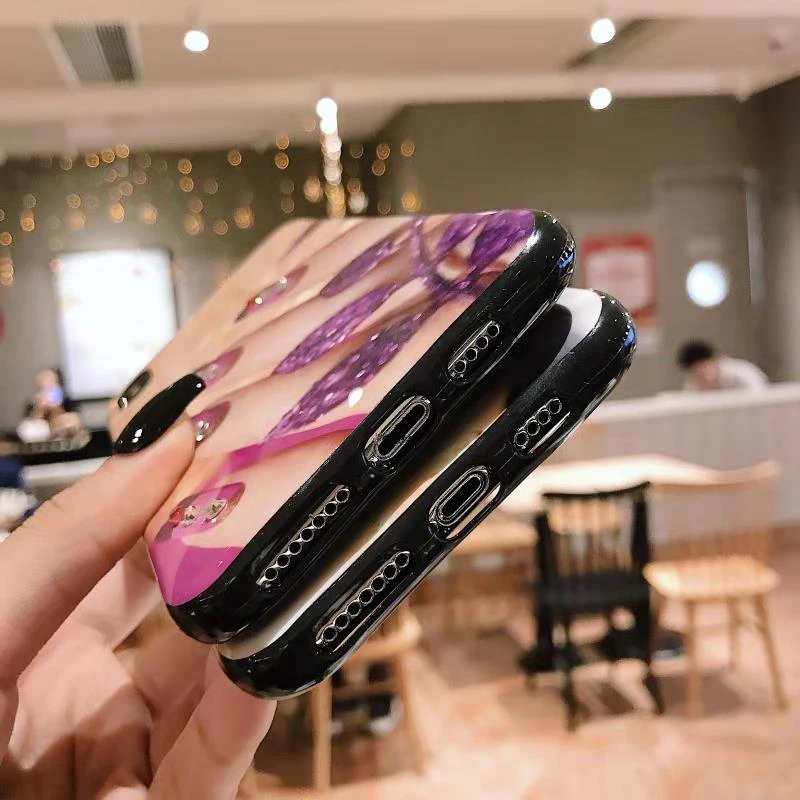 Алмазный блестящий чехол для телефона Coque iPhone 6 6s 7 8 Plus маникюра ногтей мягкий TPU X 10