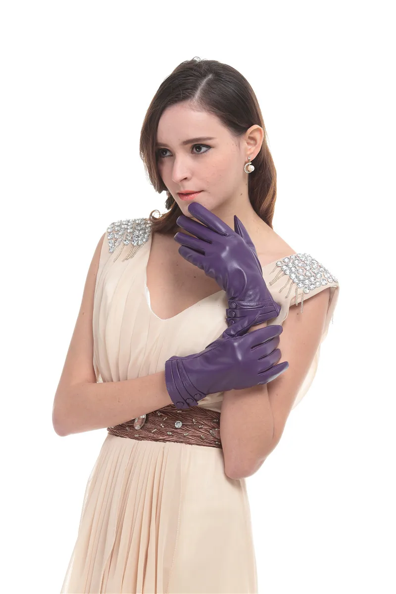 Женские перчатки из натуральной кожи фиолетовые кожаные перчатки|gloves purple|women genuine
