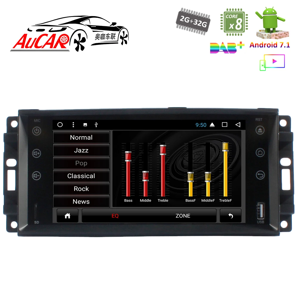 Автомобильный DVD-плеер 7 дюймов Android 1 GPS-навигация для Jeep Universal 2007 - 2012 HD Bluetooth радио