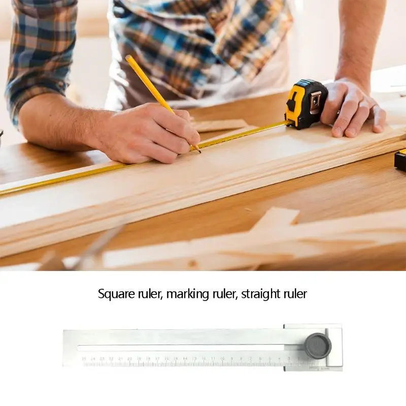 Нержавеющая сталь квадратная линейка маркировочный Калибр DIY Деревообработка измерительный инструмент 0,1 мм Точность 200/250/300 мм маркировочный Калибр