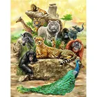 5D алмазная живопись с изображением семьи животных, вышивка крестиком, полная вышивка, животное, африканский слон, жираф, Лев, домашний декор