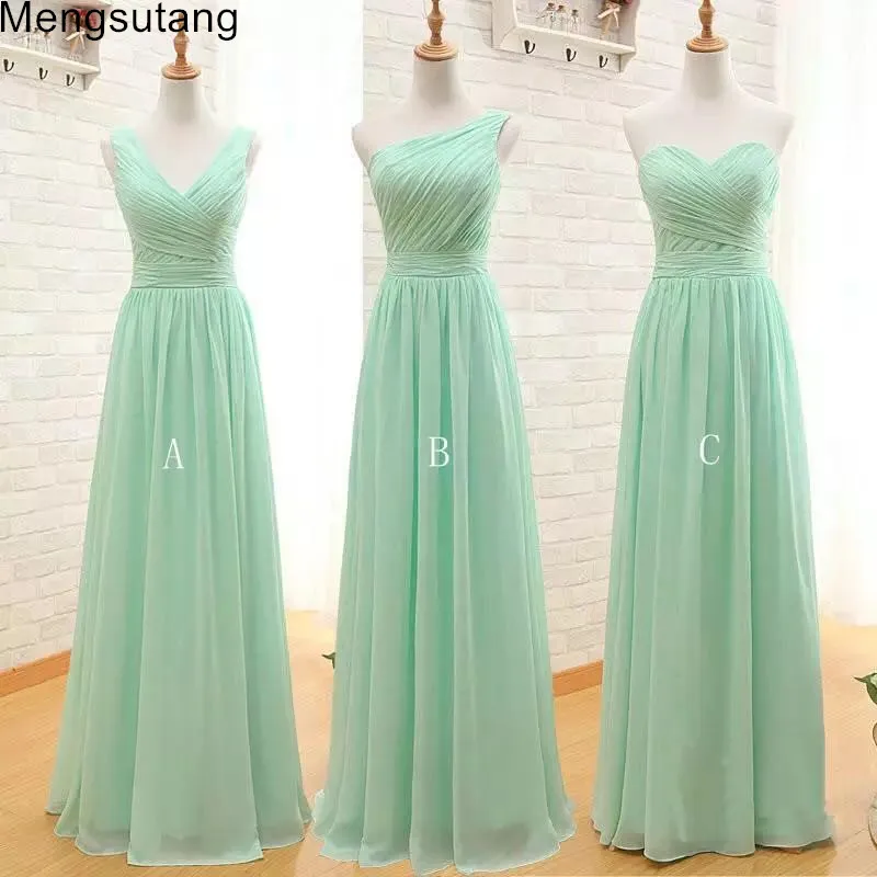 Robe de soiree, Новое поступление, три стиля, ТРАПЕЦИЕВИДНОЕ, мятно-зеленое, длинное шифоновое ТРАПЕЦИЕВИДНОЕ плиссированное платье подружки невесты до 50