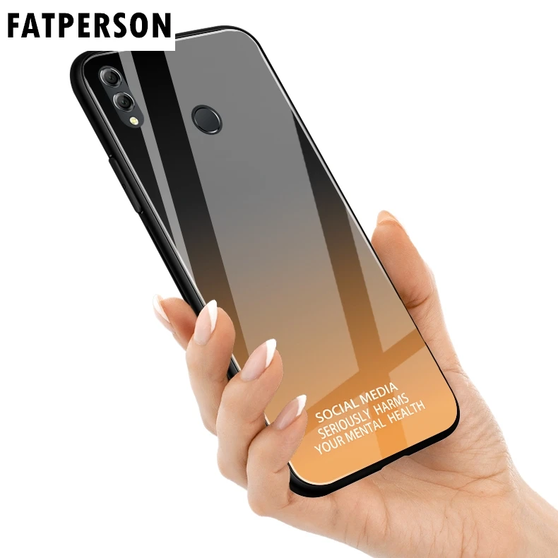 For Honor 8X Play 9 lite 10 V9 note10 Y5 6 7 2018 Luxury Gradient Tempered glass phone case HUAWEI P30 pro Nova4 E |