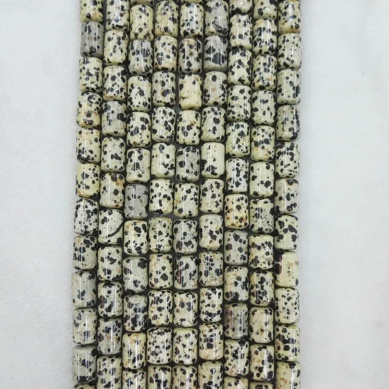 Оптовая натуральная граненая далматиновая трубчатая бусина, 14*10 мм, 50 штук для ювелирных аксессуаров.