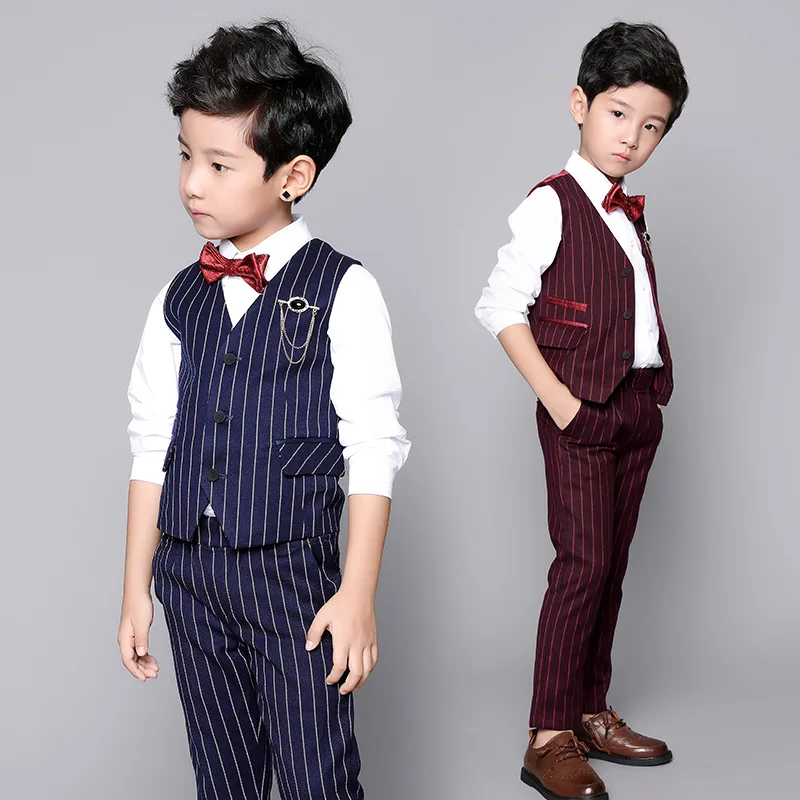 Детский формальный костюм на свадьбу жилет с цветами для мальчиков + штаны